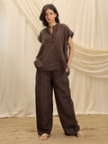 Brown Luxury Women Linen Set